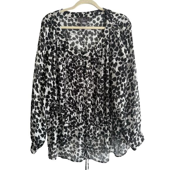 George Women’s Black and White Flowy Long Sleeve Top size 3x - Picture 2 of 7